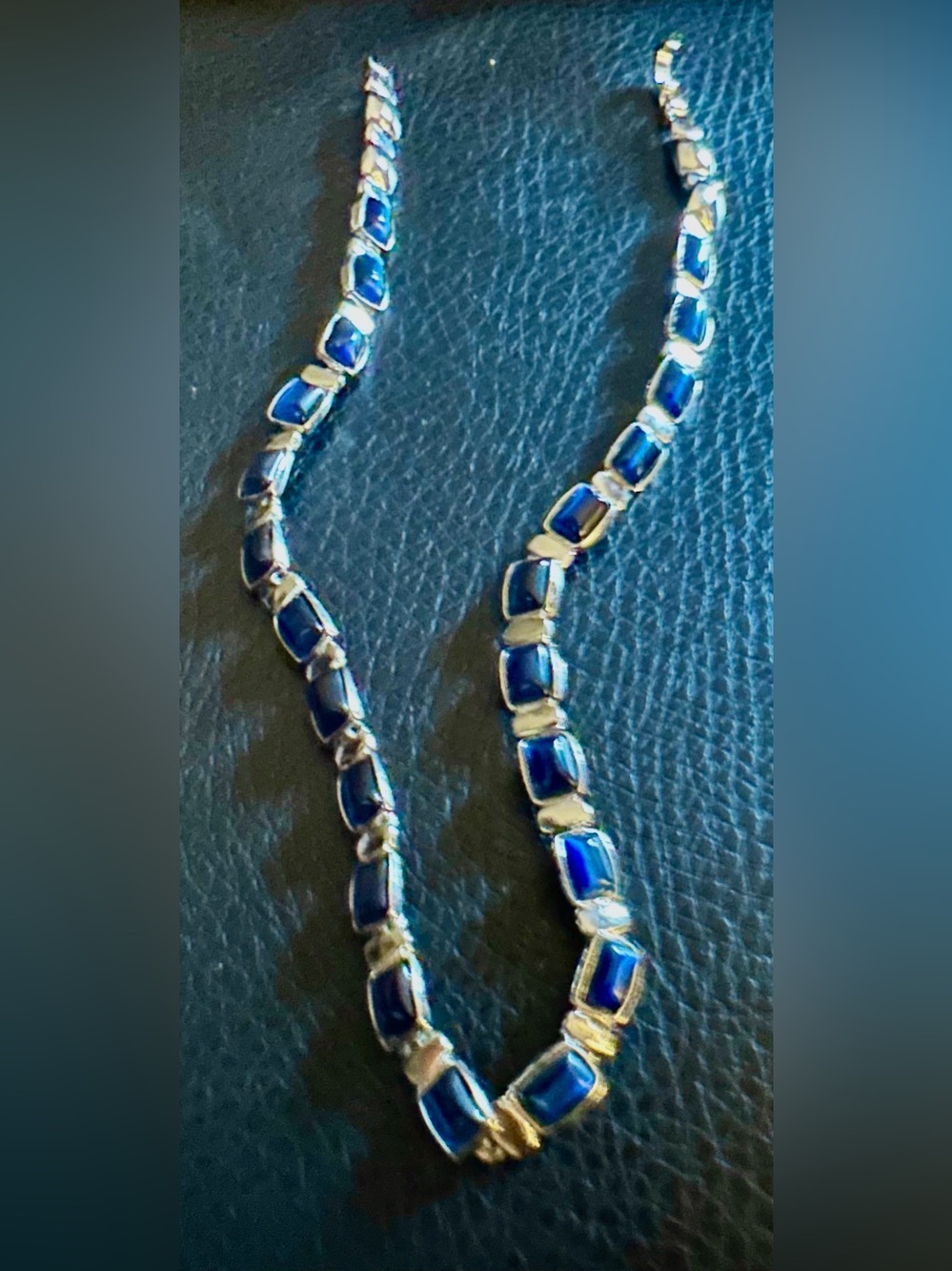 Blue and Silver Women's Necklace - Elegant Deep Blue Chain